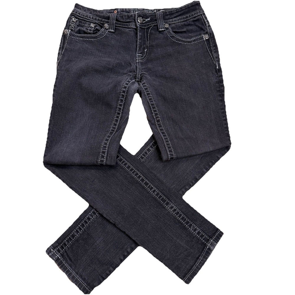 Miss Me Jeans JP5876S2 Dark Wash Denim faded Skinny SZ-28 Silver stitching 30X29